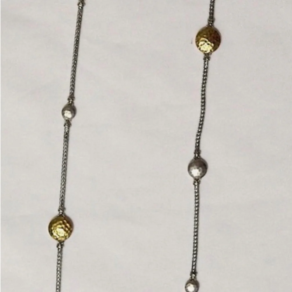 JOHN HARDY DOT HAMMERED SILVER/18K GOLD SAUTOIRVNECKLACE - Picture 4 of 9